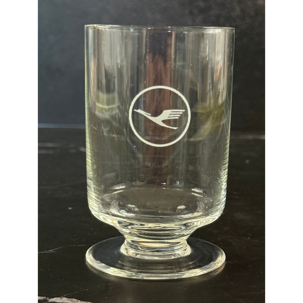 Vintage Lufthansa Airlines Footed In Flight First Class 3 5/8in Juice Glass